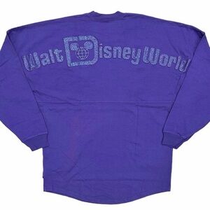 Walt Disney World Spirit Jersey Portion Purple Glitter Oversized Pullover Shirt